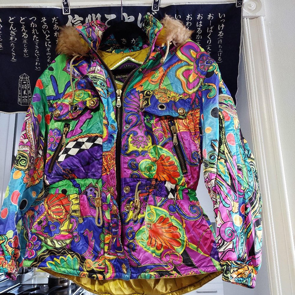 Vintage Ellesse Retro Multi Color Ski Snow Hooded Jacket, Women's S/'M